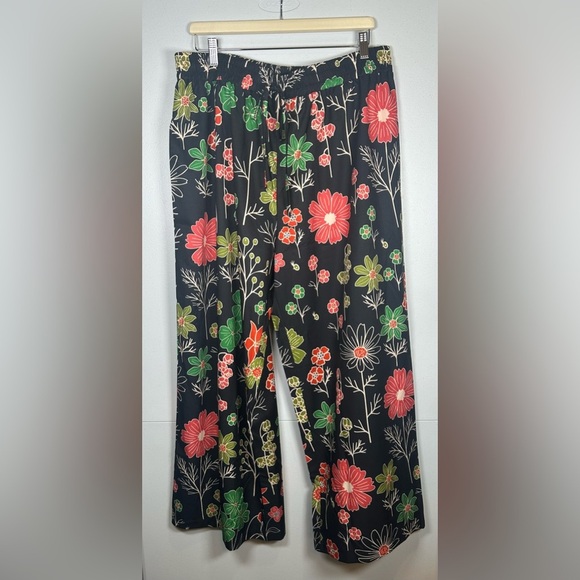 NWOT Romantic Black Floral Wide-Leg Pants. Size 2X - Picture 1 of 6
